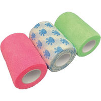 Produktbild von NatuSol Kohäsive Flex Bandage Set I mit Pfotenmuster in Neon Grün, Neon Pink und Weiß 7,5cm x 4,5m