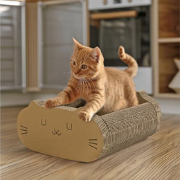 Navaris 2-in-1 Katzenkratzbrett und Loungebett aus Kratzpappe für Katzen – Bild 1 von 5