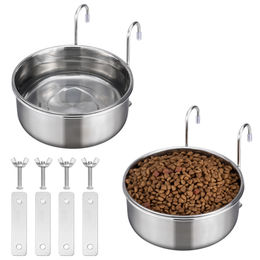 Navaris 2er Set hängende Hundenapf aus Edelstahl Silber Ø14cm für Gitter und Käfig - 2 x 14 cm – Bild 1 von 6