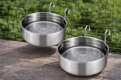 Navaris 2er Set Käfighängeschalen aus Edelstahl für Hund und Vogel Ø 10cm Silber - 2 x 10 cm – Bild 1 von 7