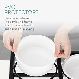 Navaris Erhöhter Futternapf aus Keramik mit Metallständer in Weiß für mittelgroße und große Hunde - 0,75 l – Bild 1 von 4