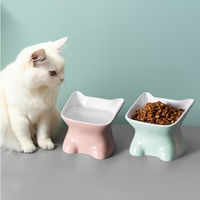 Produktbild von Navaris Futternapf für Katzen 2er Set aus Keramik in Grün und Weiß - 2 x 120 ml