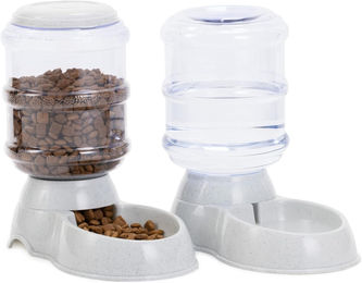 Navaris Futterspender und Wasserspender Set für Hund und Katze 2x 3,8L Grau aus Kunststoff - 2 x 3,8 l – Bild 1 von 8