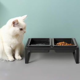 Navaris Futterstation für Hunde und Katzen aus Steingut und Metall Schwarz – Bild 1 von 6