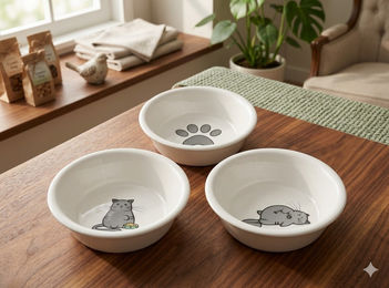 Navaris Futterstation Set aus 3 Porzellanschalen für Hunde und Katzen in Weiß - 3 x 130 ml – Bild 1 von 10