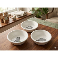 Produktbild von Navaris Futterstation Set aus 3 Porzellanschalen für Hunde und Katzen in Weiß - 3 x 130 ml