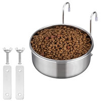 Produktbild von Navaris Hängender Hundenapf aus Edelstahl Silber Ø14cm Erhöhter Futternapf zum Anhängen für Gitter und Käfig - 850 ml