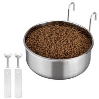 Produktbild von Navaris Hängender Hundenapf aus Edelstahl Silber Ø18cm Erhöhter Futternapf zum Anhängen für Gitter und Käfig - 1 Stk.