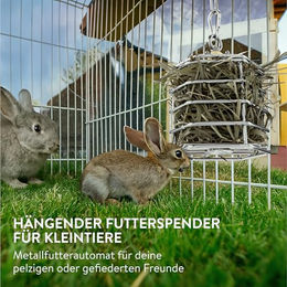 Navaris Heuraufe aus Edelstahl für Kaninchen und Meerschweinchen in Silber – Bild 1 von 5