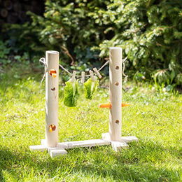 Navaris Heuraufe aus Holz für Kaninchen, Hamster und Meerschweinchen in Natur Beige – Bild 1 von 3