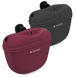 Navaris Hunde Futterbeutel aus Silikon 2er Set mit Clip und Magnet für Leckerlis und Futter – Bild 1 von 5