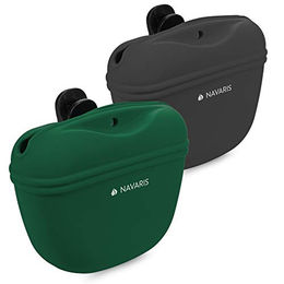 Navaris Hunde Futterbeutel aus Silikon 2er Set mit Clip und Magnet in Grau und Grün – Bild 1 von 6