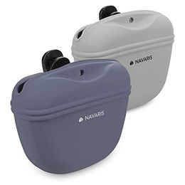 Navaris Hunde Futterbeutel aus Silikon 2er Set mit Clip und Magnet in Grau und Violett – Bild 1 von 6