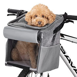 Navaris Hundekorb für das Fahrrad vorne als Transportrucksack für kleine Rassen Grau - 10 kg – Bild 1 von 7