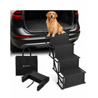 Produktbild von Navaris Hundetreppe faltbar 4 Stufen Hunderampe Schwarz mit Tasche - 1 Stk.