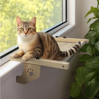 Produktbild von Navaris Katzen Hängematte aus Holz für die Fensterbank in Beige Natur XL
