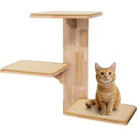 Produktbild von Navaris Katzen Kletterwand aus Holz mit Kratzbrett und 3 Plattformen in Natur