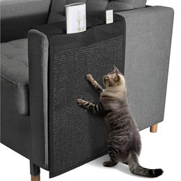 Navaris Katzen Kratzmatte als Sofa Kratzschutz aus Sisal mit 2 Fächern Schwarz 128 x 45 cm – Bild 1 von 5