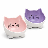 Produktbild von Navaris Katzennapf Set aus Keramik rutschfest in Rosa und Violett