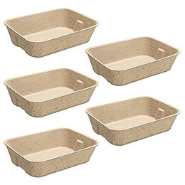 Navaris Katzentoilette aus Papier 5er Set Beige Offene Katzenklo Schale Kompostierbar und Auslaufsicher – Bild 1 von 8