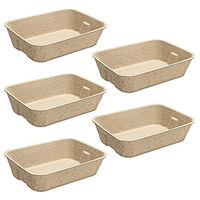 Produktbild von Navaris Katzentoilette aus Papier 5er Set Beige Offene Katzenklo Schale Kompostierbar und Auslaufsicher