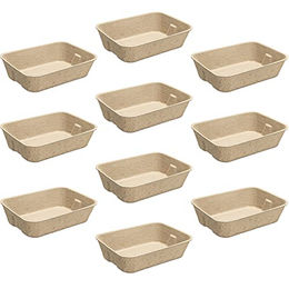 Navaris Katzentoilette aus Papier beige 10er Packung offene Katzenklo Schale kompostierbar – Bild 1 von 4