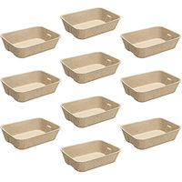 Produktbild von Navaris Katzentoilette aus Papier beige 10er Packung offene Katzenklo Schale kompostierbar