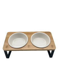 Navaris Keramik Fressnapf Set mit Metallständer Weiß 2x 330ml für Hunde und Katzen - 2 x 330 ml – Bild 1 von 2