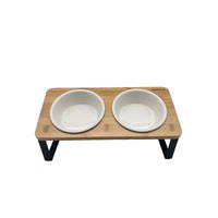 Produktbild von Navaris Keramik Fressnapf Set mit Metallständer Weiß 2x 330ml für Hunde und Katzen - 2 x 330 ml