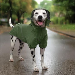 Navaris Regenmantel für Hunde wasserdicht aus Polyester in Grün Größe L - 1 Stk. – Bild 1 von 5