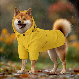 Navaris Regenmantel für Hunde wasserdicht Gelb Größe M aus Polyester und PU – Bild 1 von 5