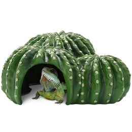 Navaris Reptilien-Versteck Kaktus als Terrarium-Deko aus Kunstharz für Schildkröten, Bartagamen und Schlangen in Grün – Bild 1 von 13