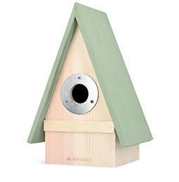 Navaris Vogelhaus aus Holz in Grün als Nistkasten für Wildvögel wie Meisen und Spatzen zum Aufhängen – Bild 1 von 8