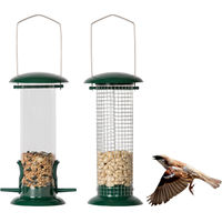 Produktbild von needs&wants 2er Set Vogelfutterspender Futtersäule aus Edelstahl und Kunststoff in Grün und Silber