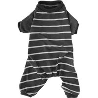 Produktbild von Neoglint Hund Jumpsuit Overall aus Polyester mit Langarm und Streifenmuster in Rot Größe S für 2-4kg