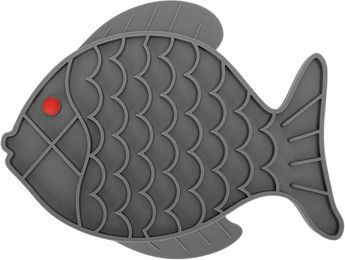 Neoglint Schleckmatte aus Silikon in Fischform Grau als interaktives Intelligenzspielzeug für Hunde zur Förderung des langsamen Fressens – Bild 1 von 7