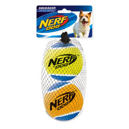 Nerf Dog Hund Tennisbälle mit Quietscher aus Naturkautschuk Gelb Größe L - 2 x 7,5 cm – Bild 1 von 2