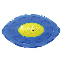Nerf Dog Micro Squeak Exo Football Quietschspielzeug für Hunde aus Gummi in Blau und Gelb – Bild 1 von 1