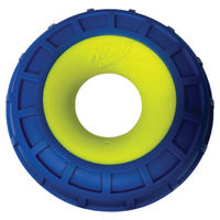 Produktbild von Nerf Dog Micro Squeak Exo Ring Quietschspielzeug für Hunde aus TPR in Blau Gelb Bunt Größe M/L