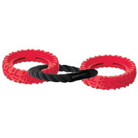 Produktbild von Nerf Dog Trax Tire Wheel Tug Hundespielzeug aus Baumwolle in Blau und Rot