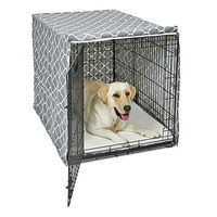 Produktbild von New World Hundebox-Abdeckung BCVR-42GYT aus Baumwoll-Polyester mit Teflonschutz und wasserabweisender Beschichtung in Grau für Hundeboxen bis 107 cm Länge
