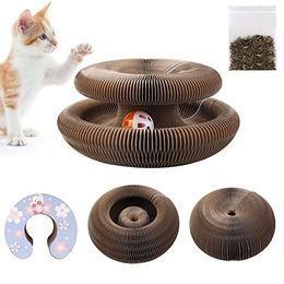 Nizirioo Interaktives Katzen Kratzbrett aus Kratzpappe mit Glocke und Katzenminze – Bild 1 von 6