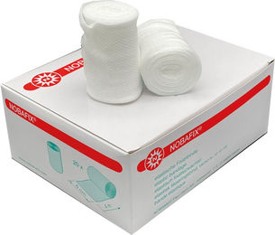 Produktbild von Nobafix elastische Fixierbinde aus Polyester Weiß 8cm x 4m