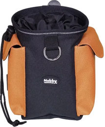 Nobby 2 in 1 Futterbeutel und Beutelspender aus Nylon in Orange und Schwarz – Bild 1 von 2