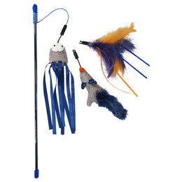 Nobby 3in1 Katzenangel mit Plüschspielzeugen und Catnip in Blau oder Bunt – Bild 1 von 3