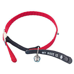 Nobby Adress-Katzenhalsband My Boss is aus Leder in Rot - 1 Stk. – Bild 1 von 3