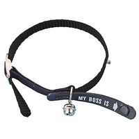 Produktbild von Nobby Adress-Katzenhalsband My Boss is aus Leder in Schwarz - 1 Stk.