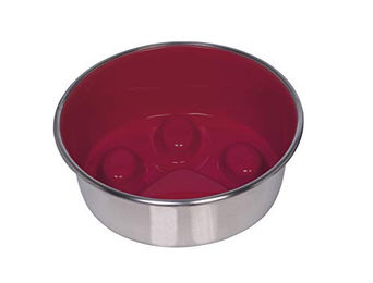 Nobby Anti-Schling Napf Slow Feeder aus Edelstahl rot 16 cm - 0,82 l – Bild 1 von 1