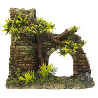 Produktbild von Nobby Aqua Ornaments Aquariendekoration Turm mit Bogen und Pflanzen Figur und Höhle für Fische in Braun Grau Grün 16,5 x 8 x 15 cm