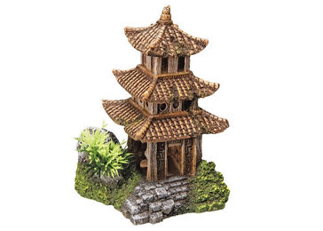 Nobby Aqua Ornaments Asiatischer Tempel Aquariendekoration mit Pflanzen Braun 10 x 9 x 14,5 cm - 1 Stk. – Bild 1 von 4